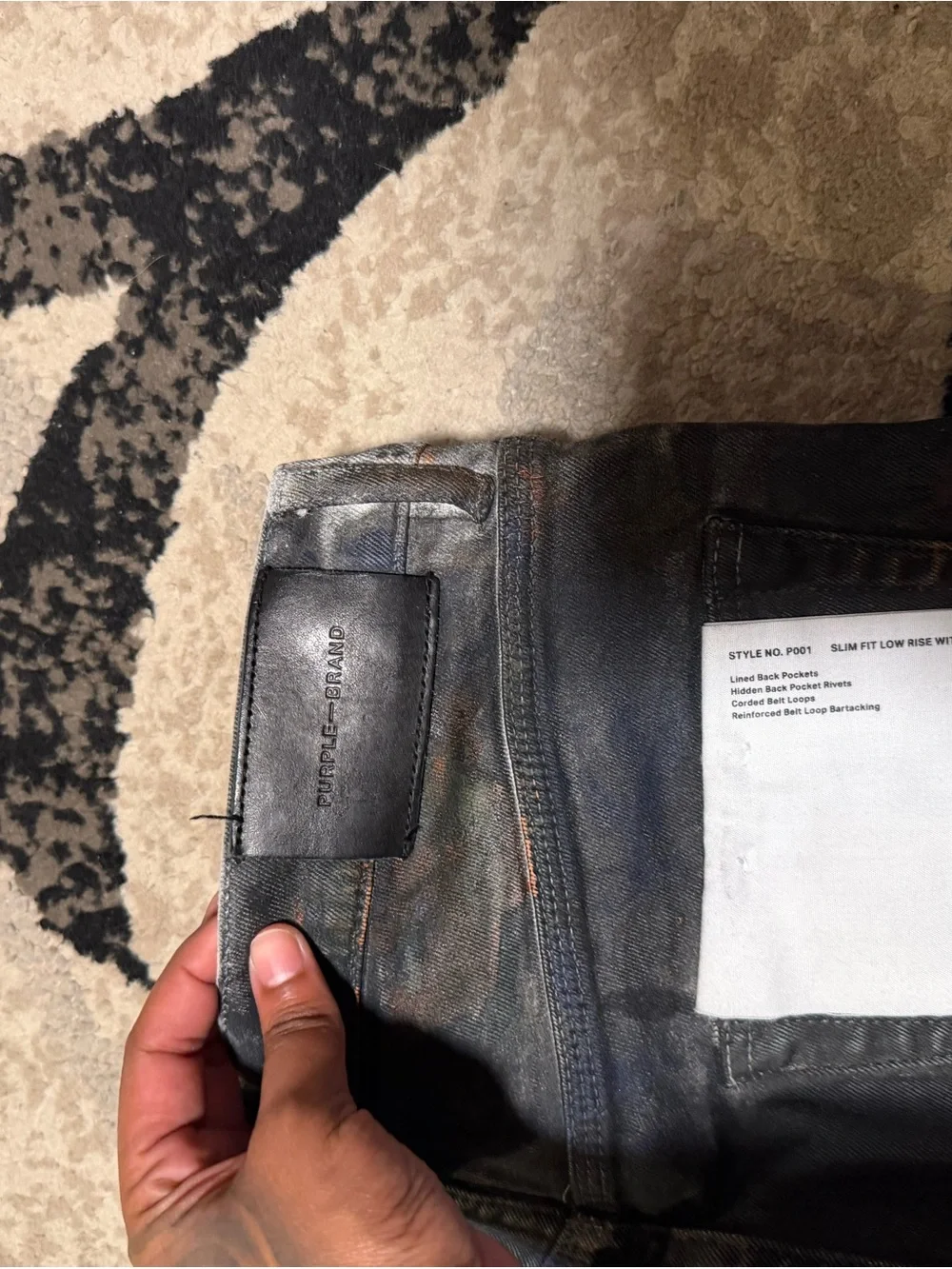 PURPLE Skinny Black Men's Jeans with Subtle Distress